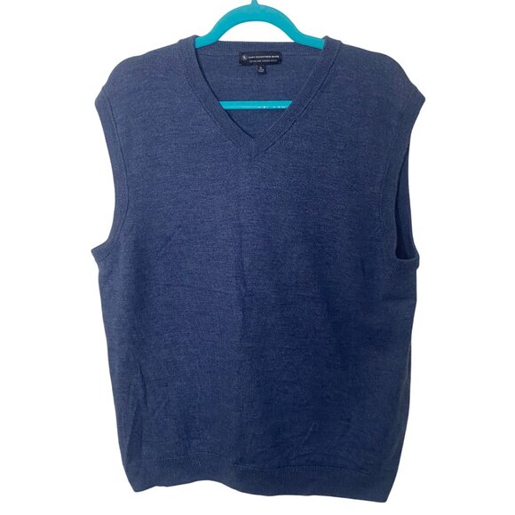 Hart Schaffner Marx Merino Wool Sweater Vest Mens XL Blue V-Neck Dress Casual Of - Picture 1 of 9